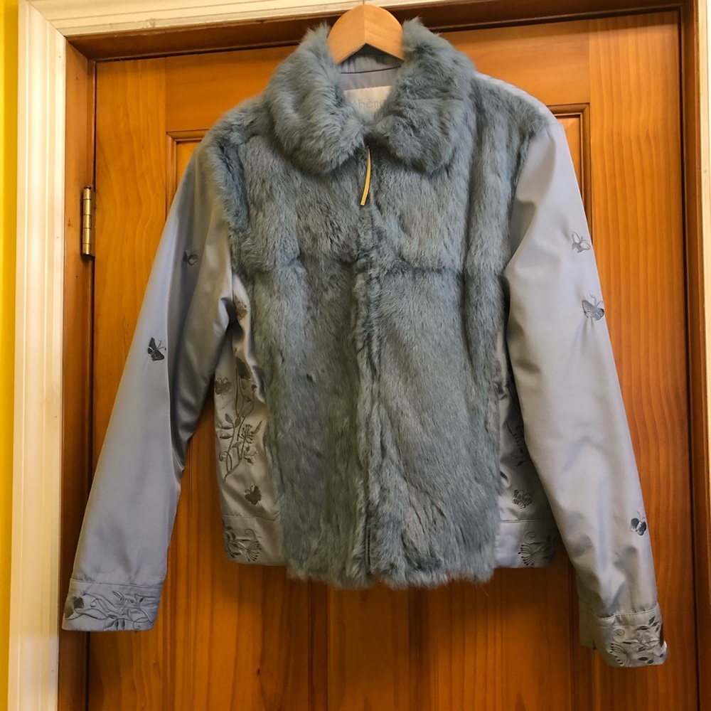 Vintage EBENE Jacket by PATRICK ASSULINE / Rabbit Fur / Embroidery / Size Small